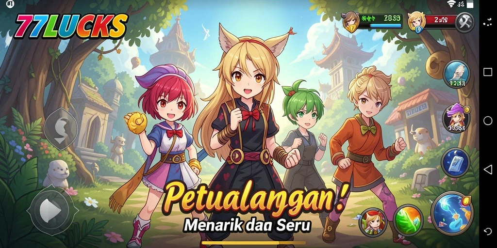 Tangkapan layar dari gameplay 77LUCKS yang menarik dan penuh warna.