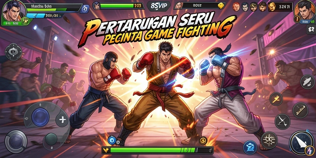 Tampilan seru pertarungan di 8SVIP dengan karakter yang beragam.