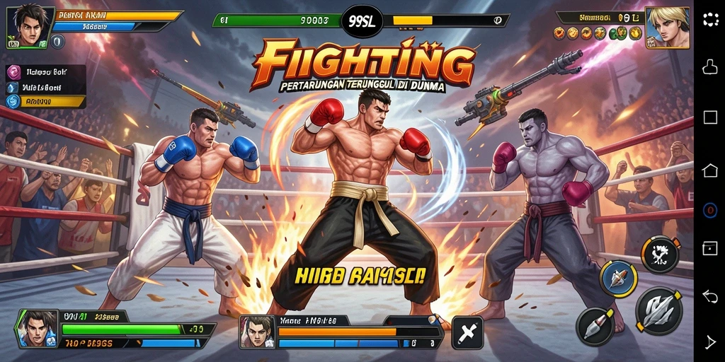Tangkapan layar gameplay 99SL menunjukkan aksi pertarungan yang intens.