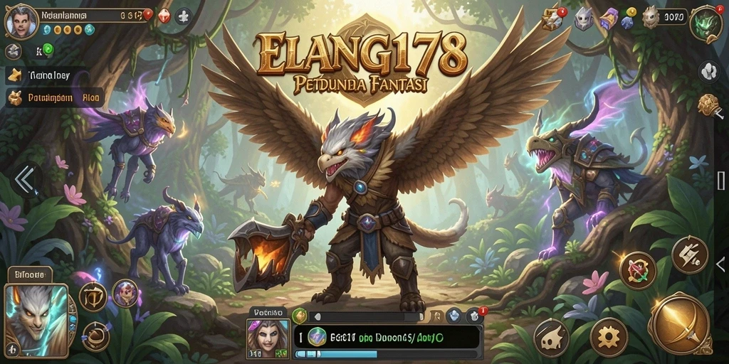 Screenshot menunjukkan aksi epik dalam pertempuran RPG.