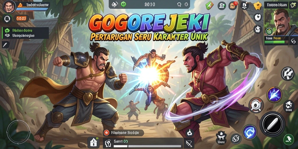 Screenshot GOGOREJEKI menampilkan pertarungan antar karakter yang mendebarkan.