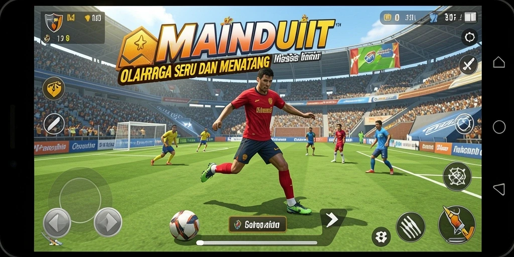 Tampilan gameplay seru dalam aplikasi MAINDUIT yang menampilkan olahraga.