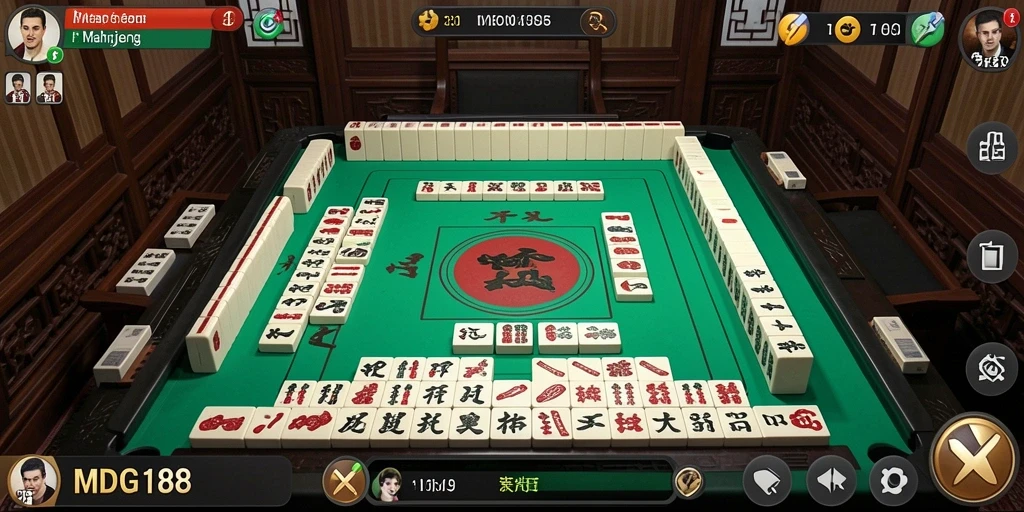 Tampilan gameplay MDG188 dengan ubin Mahjong yang berwarna-warni.