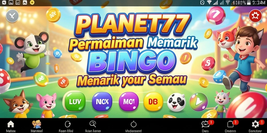 Screenshot utama PLANET77 menampilkan gameplay Bingo yang seru dan interaktif.